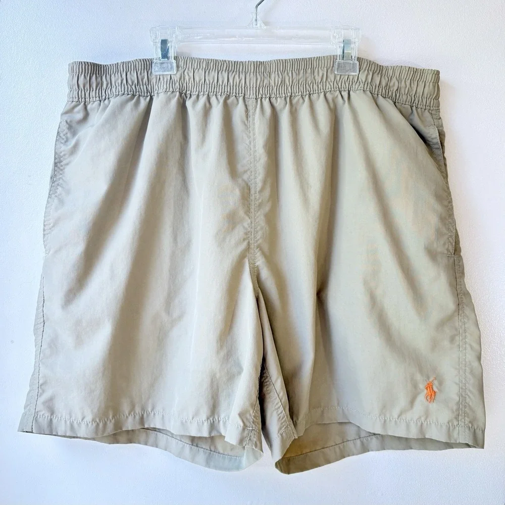 Polo Ralph Lauren Men's Swim Shorts XL Kahki Pony Preppy Beach Pool